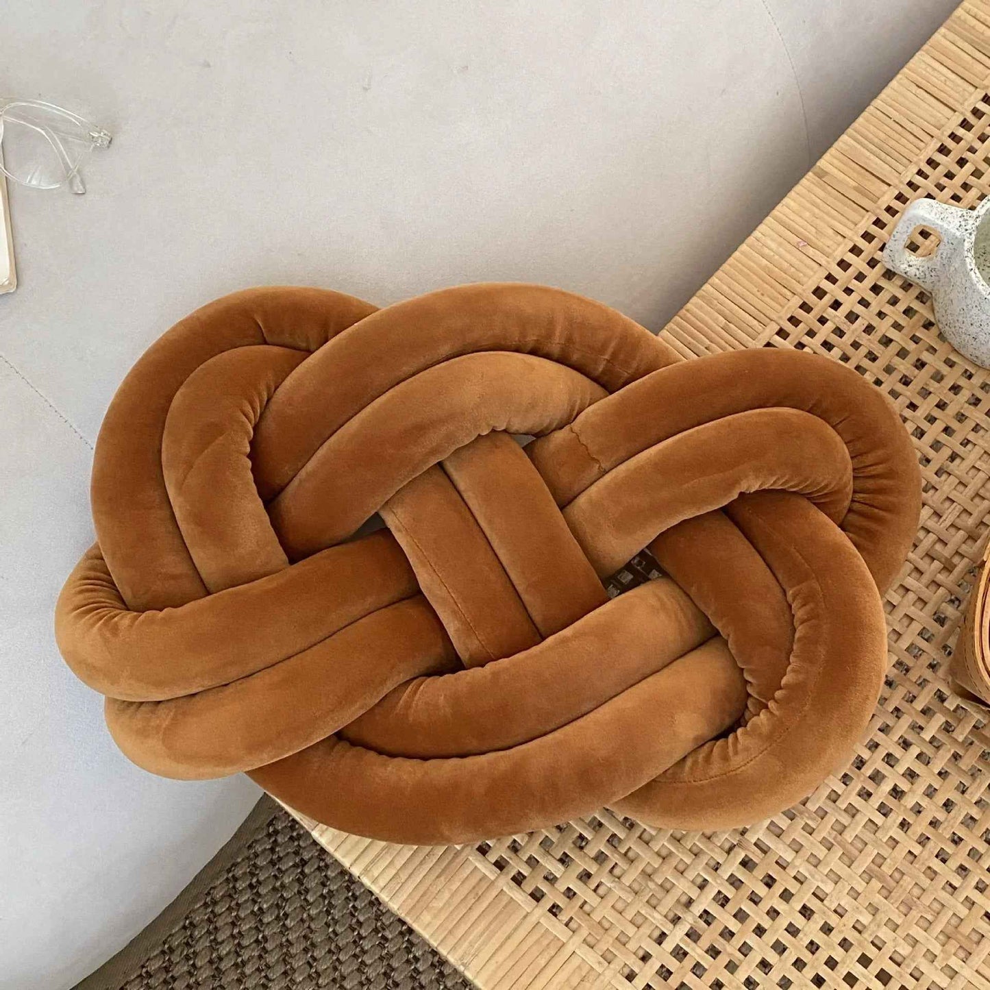 Handmade Knot Ball Pillow, Decorative Throw Cushion – Soft Plush Fabric Knotted Comfort Accent Pillow