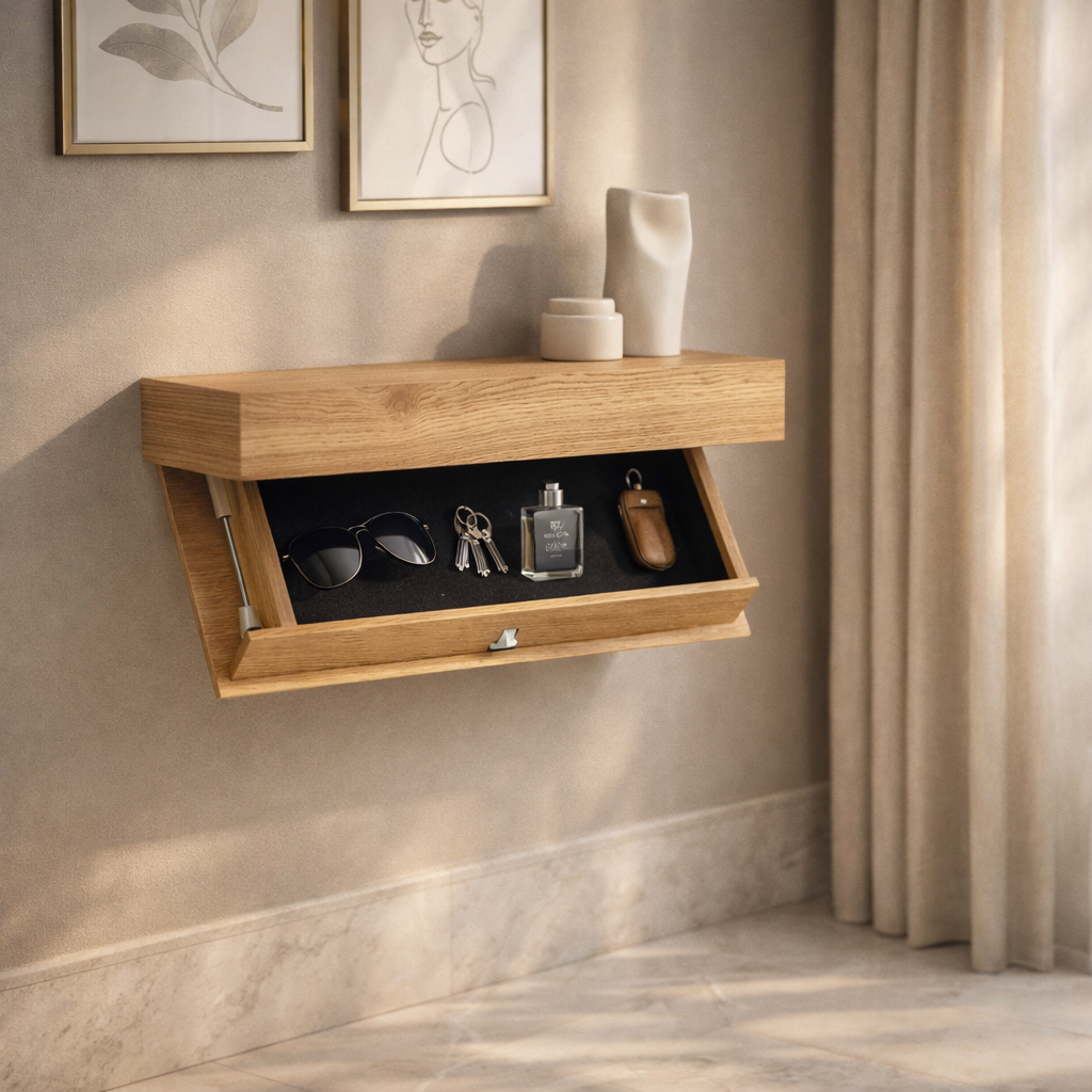 Elysian Modern Floating Shelf – Hidden Storage for Elegant Home Décor