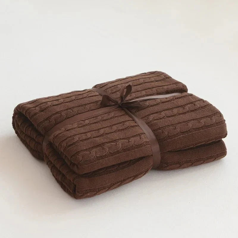 Navis Knitted Cozy Cotton Throw Blanket – Stylish Warmth for Every Room