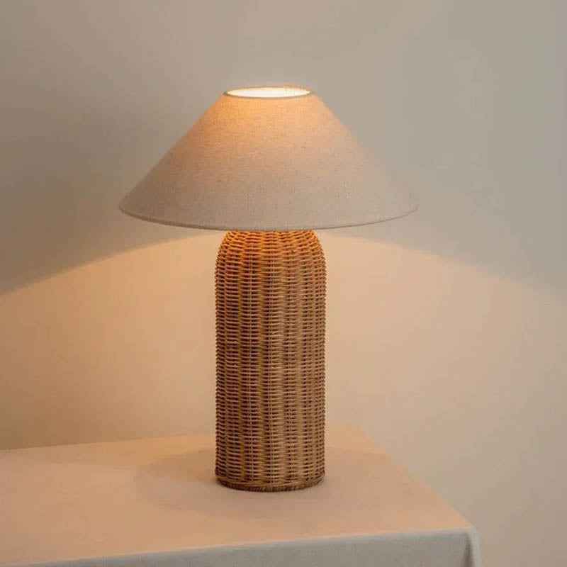 Lunara Natural Rattan Bedroom Lamp – Handcrafted Table Light for Cozy Ambiance