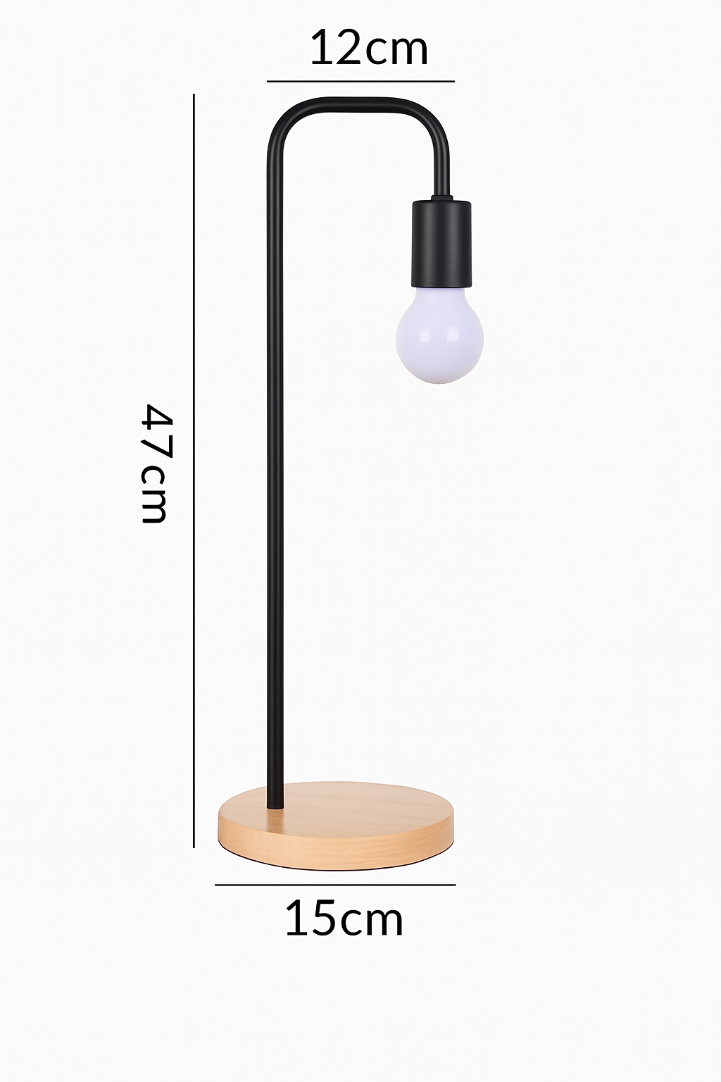 Lorvian Vintage Desk Lamp E27 – Nordic Style with Warm Wooden Base