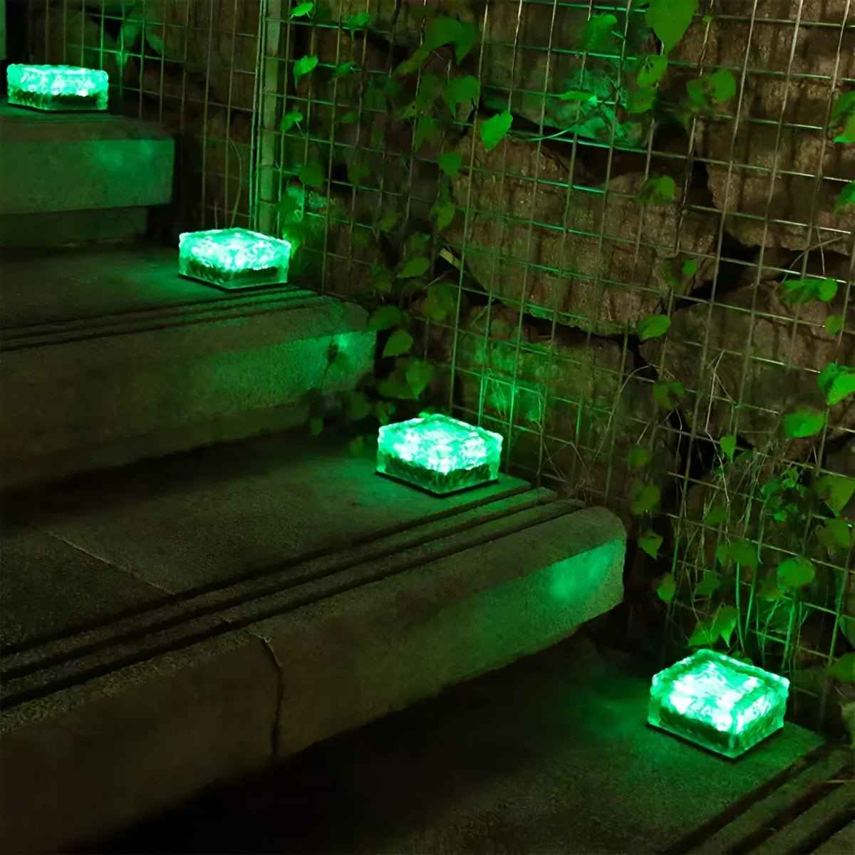 Ice Outdoor Solar Garden Lights – Modern Ice Cube Design for Night time Ambiance -Set of 4