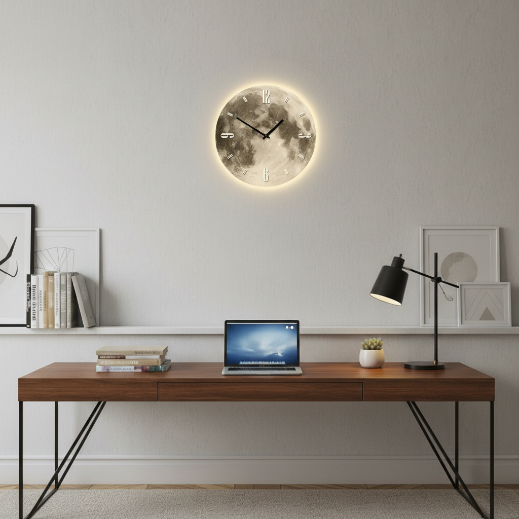Mosaic Large Wall Clock – Unique Moon Design for Elegant Living Spaces