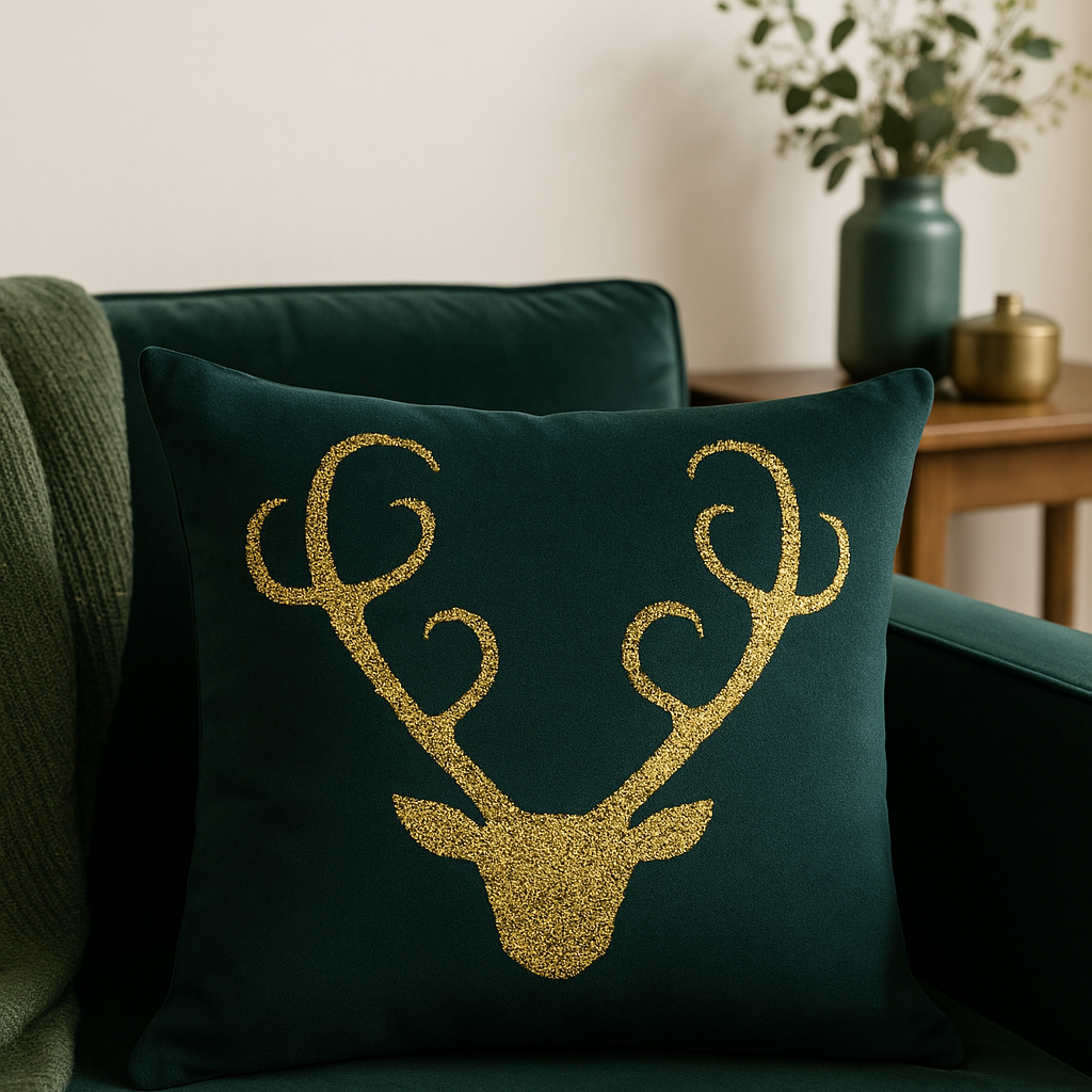 Sage Retro Geometric Cushion Cover – Elegant Light Gold Design for Stylish Spaces