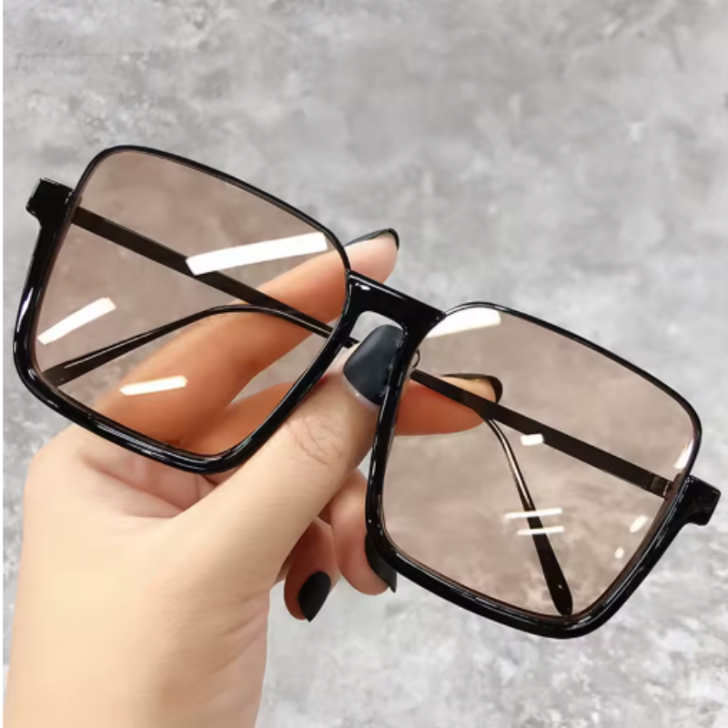 Rhi Women's Oversized Square Sunglasses – Trendy Half Rim Design for UV Protection