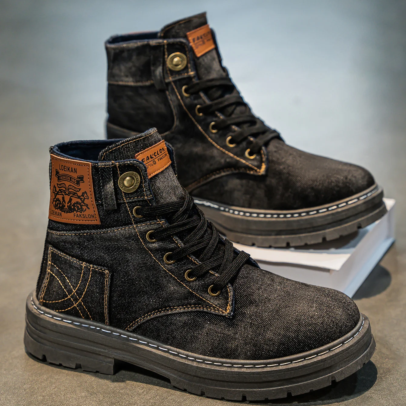 Winston Men's Rugged Denim Boots – Durable High-Cut Design for All-Day Comfort