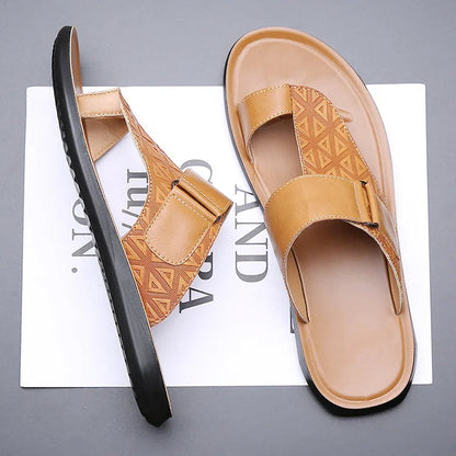Caleb Men's Sandals – Premium Leather Comfort with Secure Toe-Loop Design