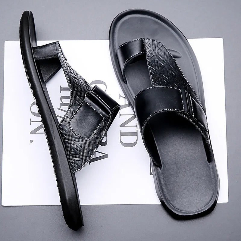Caleb Men's Sandals – Premium Leather Comfort with Secure Toe-Loop Design