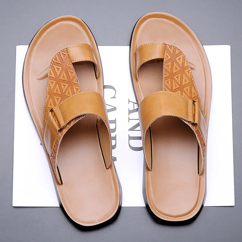 Caleb Men's Sandals – Premium Leather Comfort with Secure Toe-Loop Design