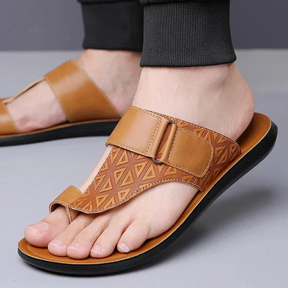 Caleb Men's Sandals – Premium Leather Comfort with Secure Toe-Loop Design