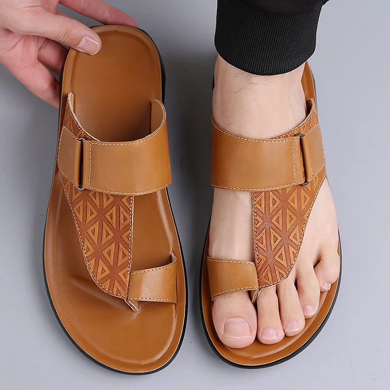 Caleb Men's Sandals – Premium Leather Comfort with Secure Toe-Loop Design