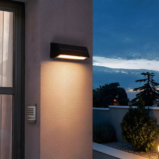 Aqua Modern Black Outdoor Solar Wall Lights – Stylish Waterproof Garden Illumination