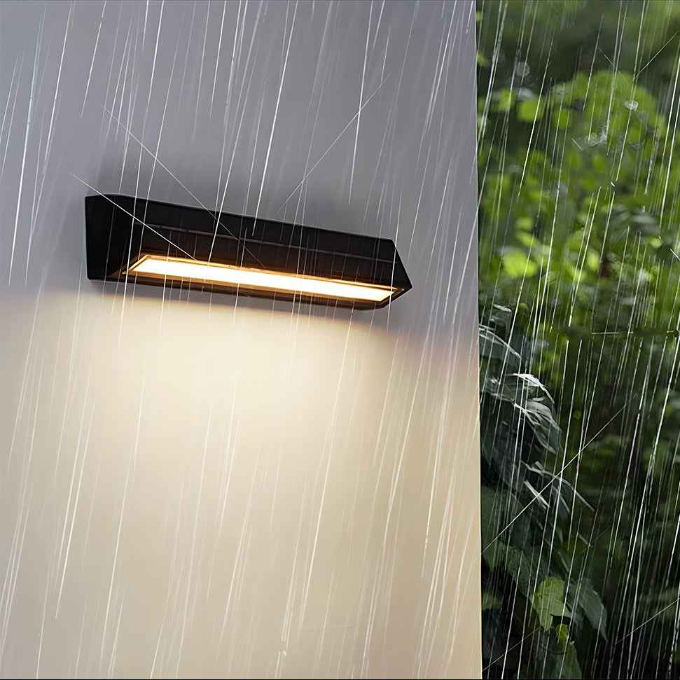 Aqua Modern Black Outdoor Solar Wall Lights – Stylish Waterproof Garden Illumination