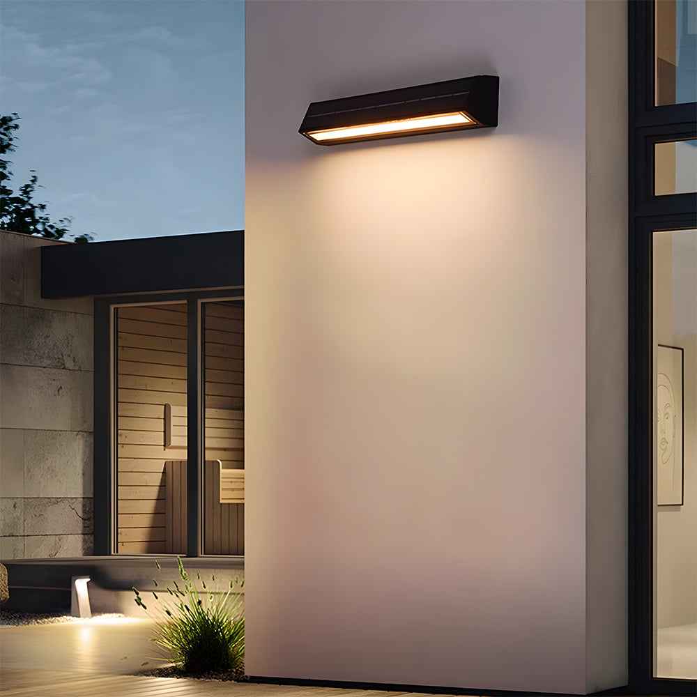 Aqua Modern Black Outdoor Solar Wall Lights – Stylish Waterproof Garden Illumination