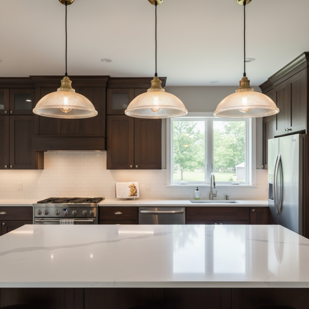 Aureglint Modern Glass Pendant Lighting – Adjustable Height for Cozy Kitchens
