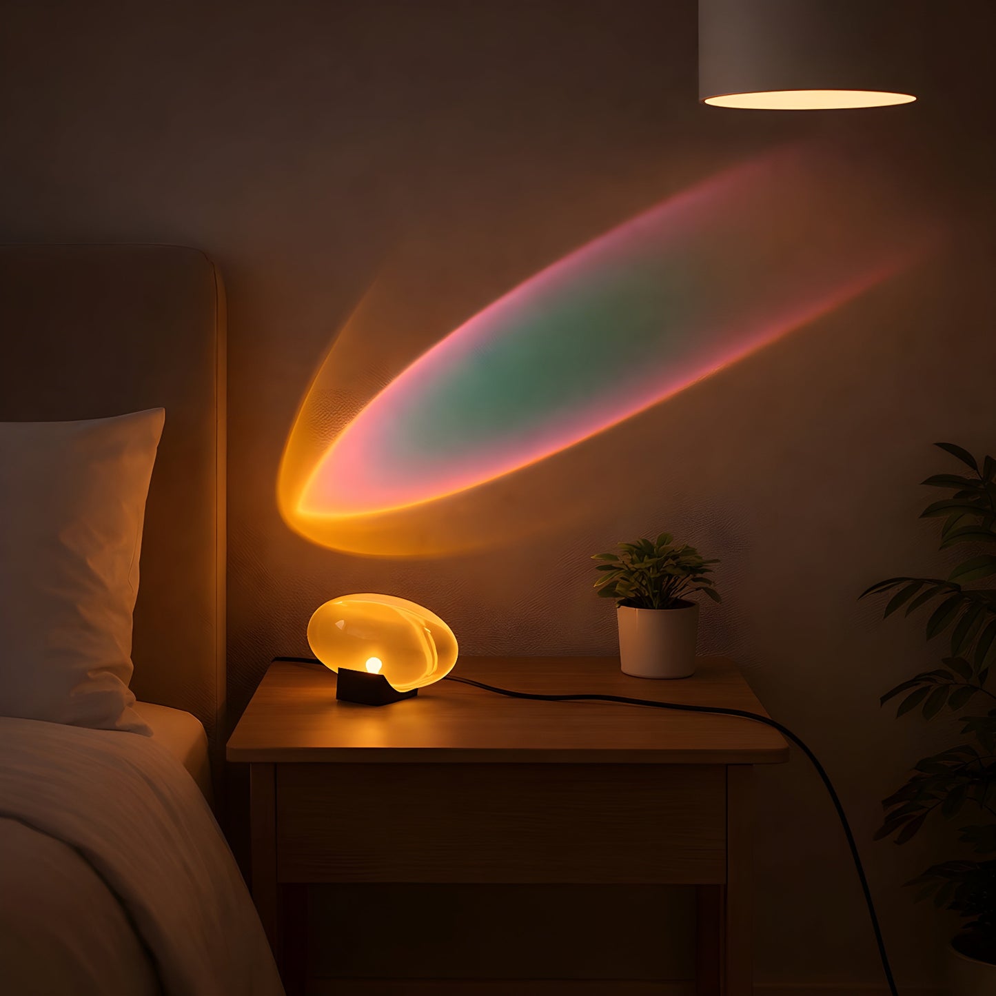 Fiora Modern Sunset Table Lamp – Geometric Design for Cozy Ambiance