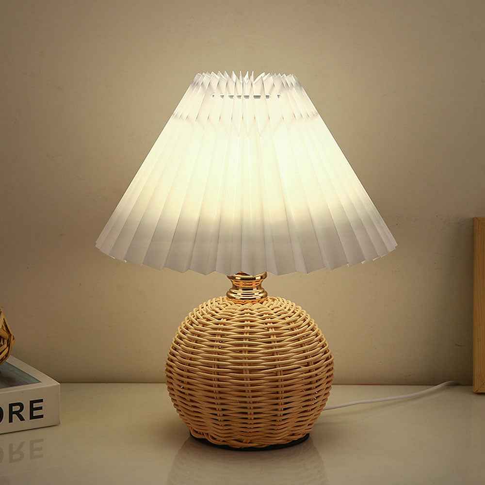 Maya Bamboo Weaving Bedroom Lamp – Unique Pleated Design for Modern Spaces