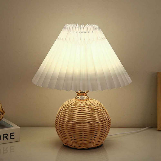 Maya Bamboo Weaving Bedroom Lamp – Unique Pleated Design for Modern Spaces