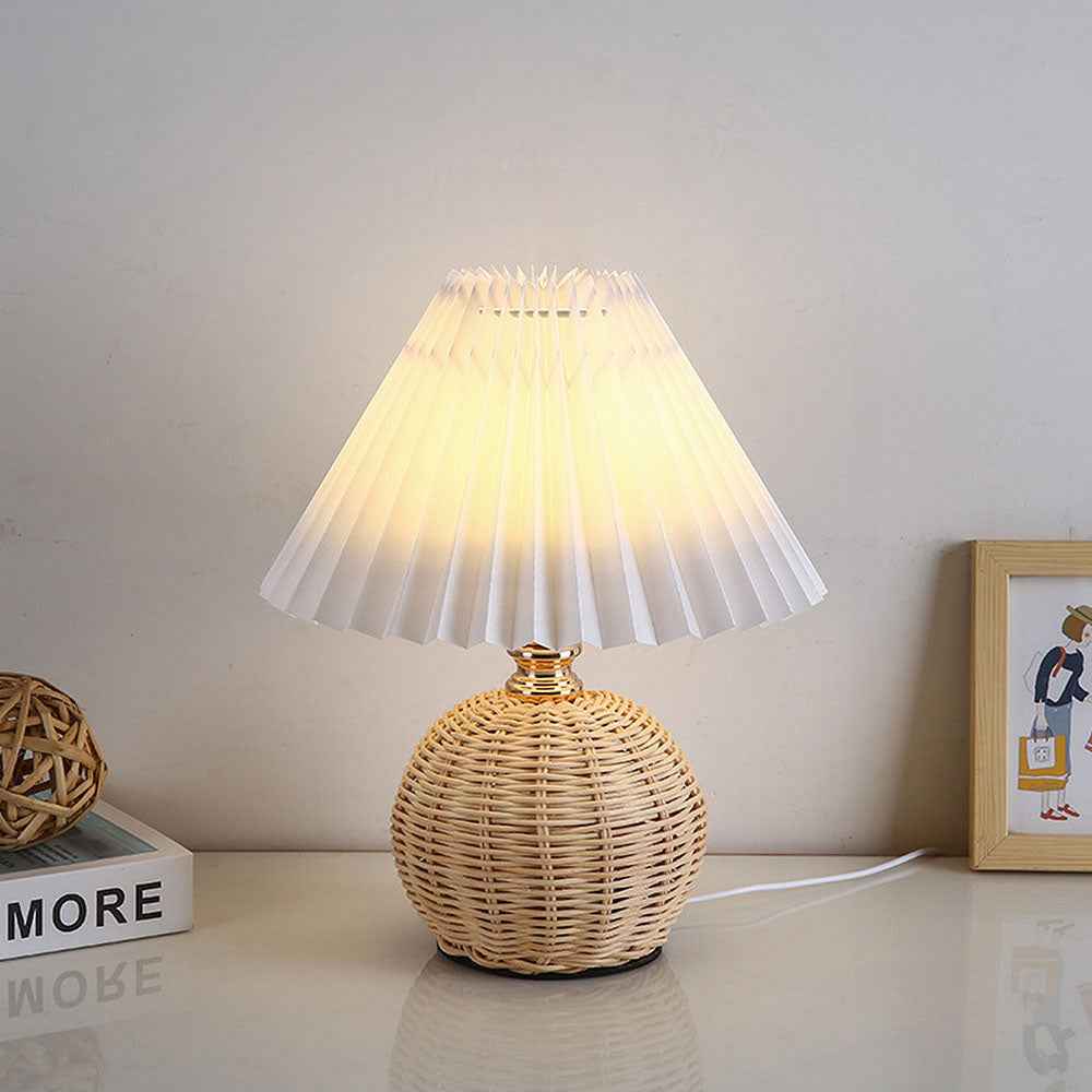 Maya Bamboo Weaving Bedroom Lamp – Unique Pleated Design for Modern Spaces