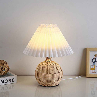 Maya Bamboo Weaving Bedroom Lamp – Unique Pleated Design for Modern Spaces