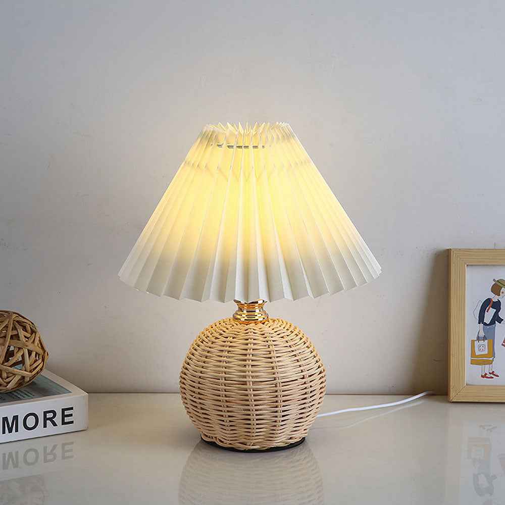 Maya Bamboo Weaving Bedroom Lamp – Unique Pleated Design for Modern Spaces