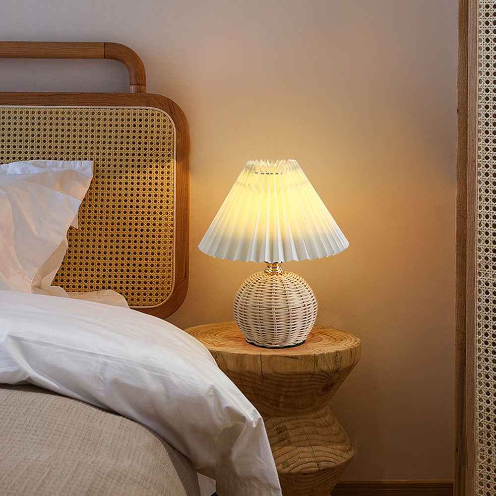 Maya Bamboo Weaving Bedroom Lamp – Unique Pleated Design for Modern Spaces