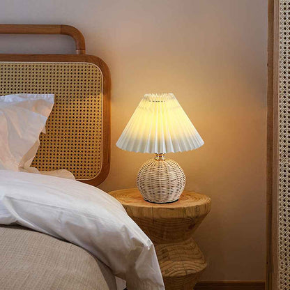 Maya Bamboo Weaving Bedroom Lamp – Unique Pleated Design for Modern Spaces