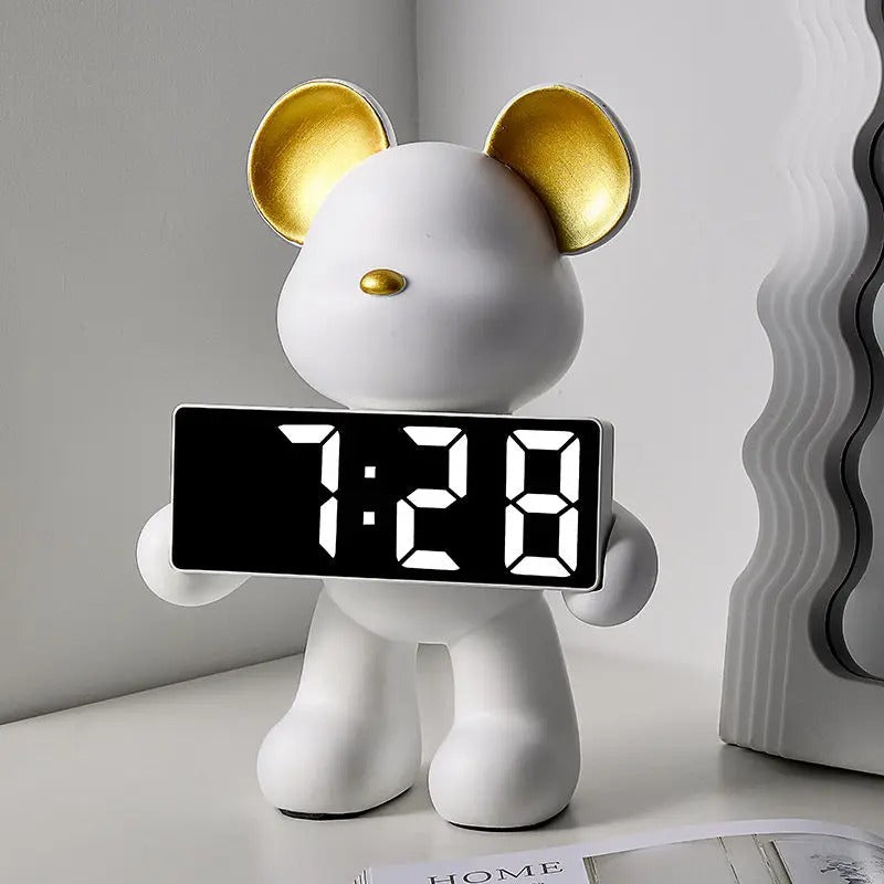 Bearly Modern Decorative Alarm Clock – Intelligent LED Display with Unique Design