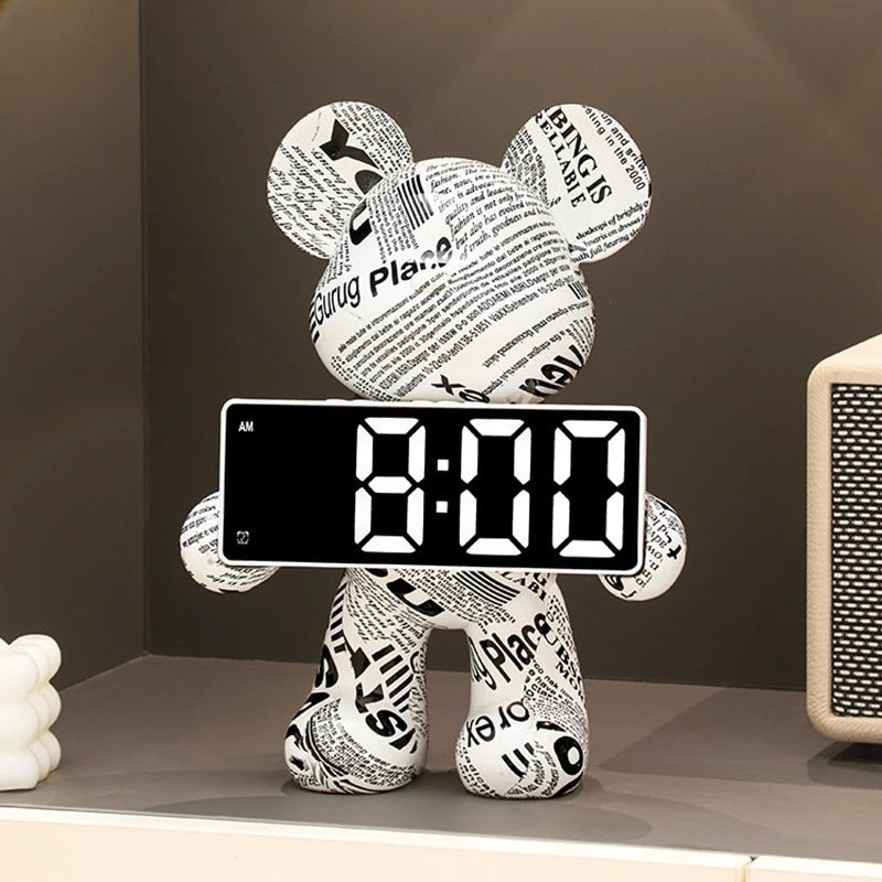 Bearly Modern Decorative Alarm Clock – Intelligent LED Display with Unique Design