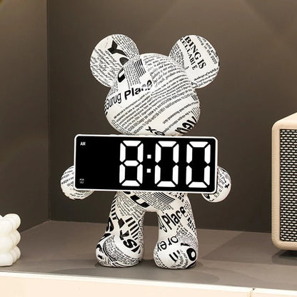 Bearly Modern Decorative Alarm Clock – Intelligent LED Display with Unique Design