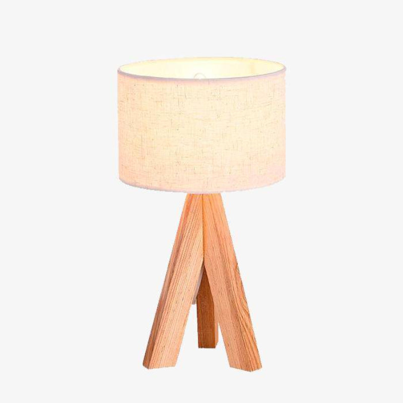 Alvessa Bedside Lamp – Elegant Fabric Shade with Wooden Base