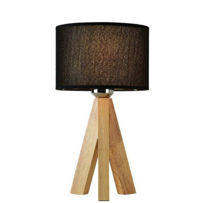 Alvessa Bedside Lamp – Elegant Fabric Shade with Wooden Base