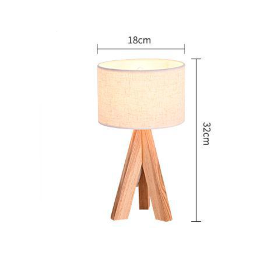 Alvessa Bedside Lamp – Elegant Fabric Shade with Wooden Base