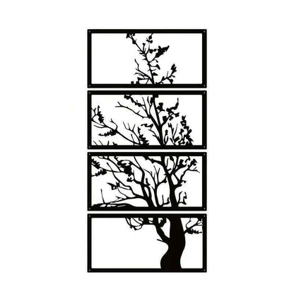 Breezy Tree of Life Black Metal Wall Decor – Artistic Set for Modern Spaces