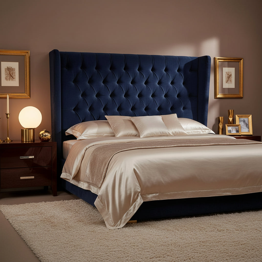 Jorissa Modern Bedroom Table Lamp – Elegant Gold Base with Soft Ambient Light