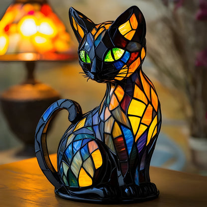 Stormi Unique Colour Changing Cat Lamp – Handmade Glass Table Lamp for Cozy Bedroom Decor