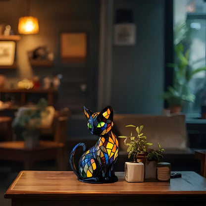 Stormi Unique Colour Changing Cat Lamp – Handmade Glass Table Lamp for Cozy Bedroom Decor