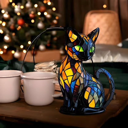 Stormi Unique Colour Changing Cat Lamp – Handmade Glass Table Lamp for Cozy Bedroom Decor
