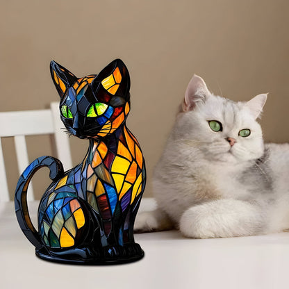 Stormi Unique Colour Changing Cat Lamp – Handmade Glass Table Lamp for Cozy Bedroom Decor