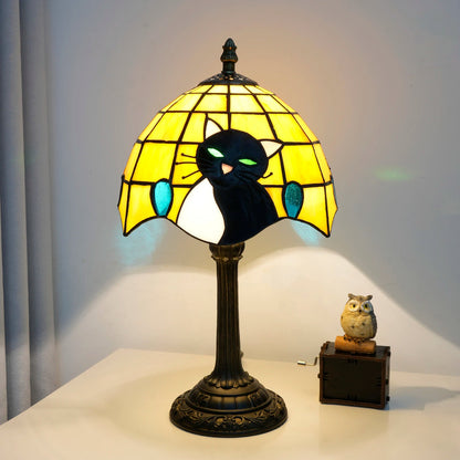 FelineLume Table Lamp – Whimsical Stained Glass Design for Cat Lovers