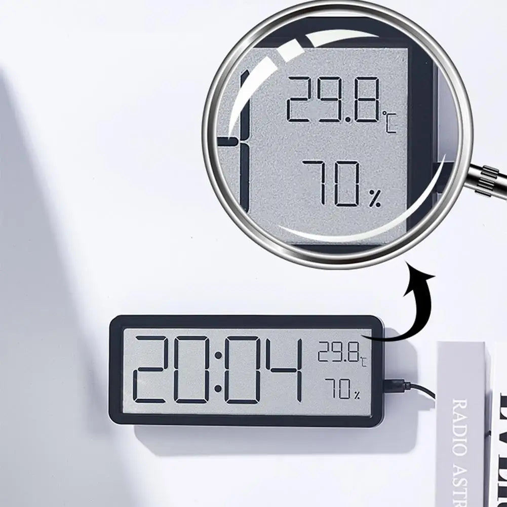 Rendol Home Digital Wall Clock – Large LED Display with Thermometer Function