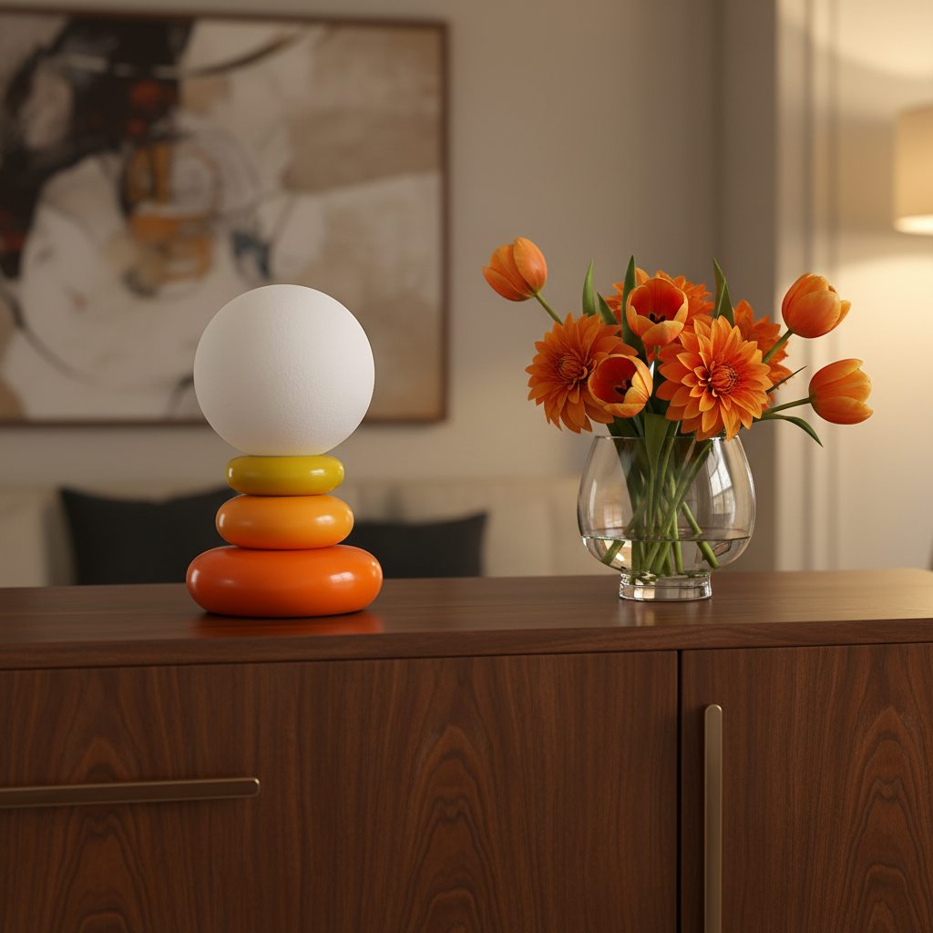Peren Nordic Stacked Stone Bedside Lamp – Elegant Dimmable LED Lighting