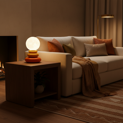 Peren Nordic Stacked Stone Bedside Lamp – Elegant Dimmable LED Lighting