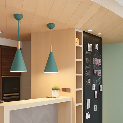 Corvian Modern Pendant Light – Stylish Metal and Wood Design for Home