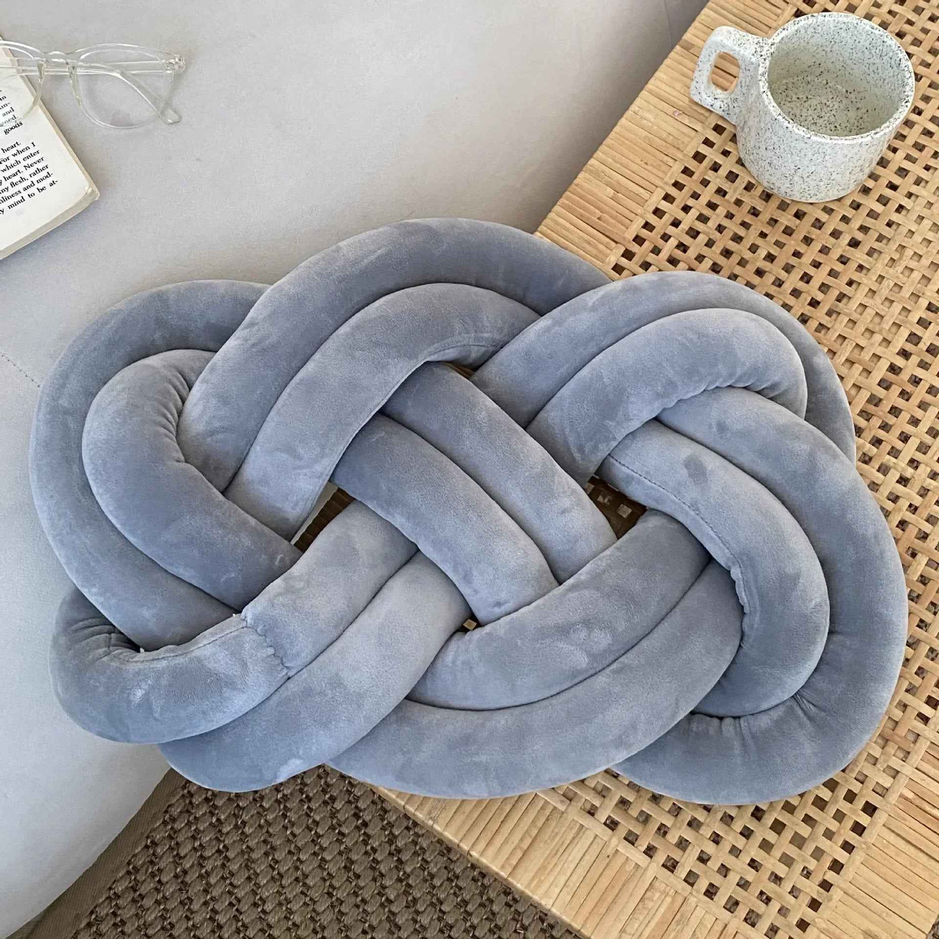 Handmade Knot Ball Pillow, Decorative Throw Cushion – Soft Plush Fabric Knotted Comfort Accent Pillow
