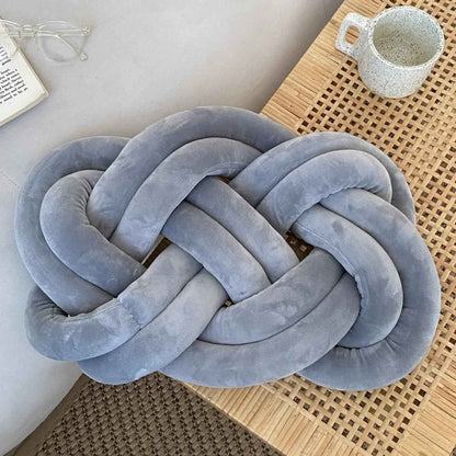 Handmade Knot Ball Pillow, Decorative Throw Cushion – Soft Plush Fabric Knotted Comfort Accent Pillow
