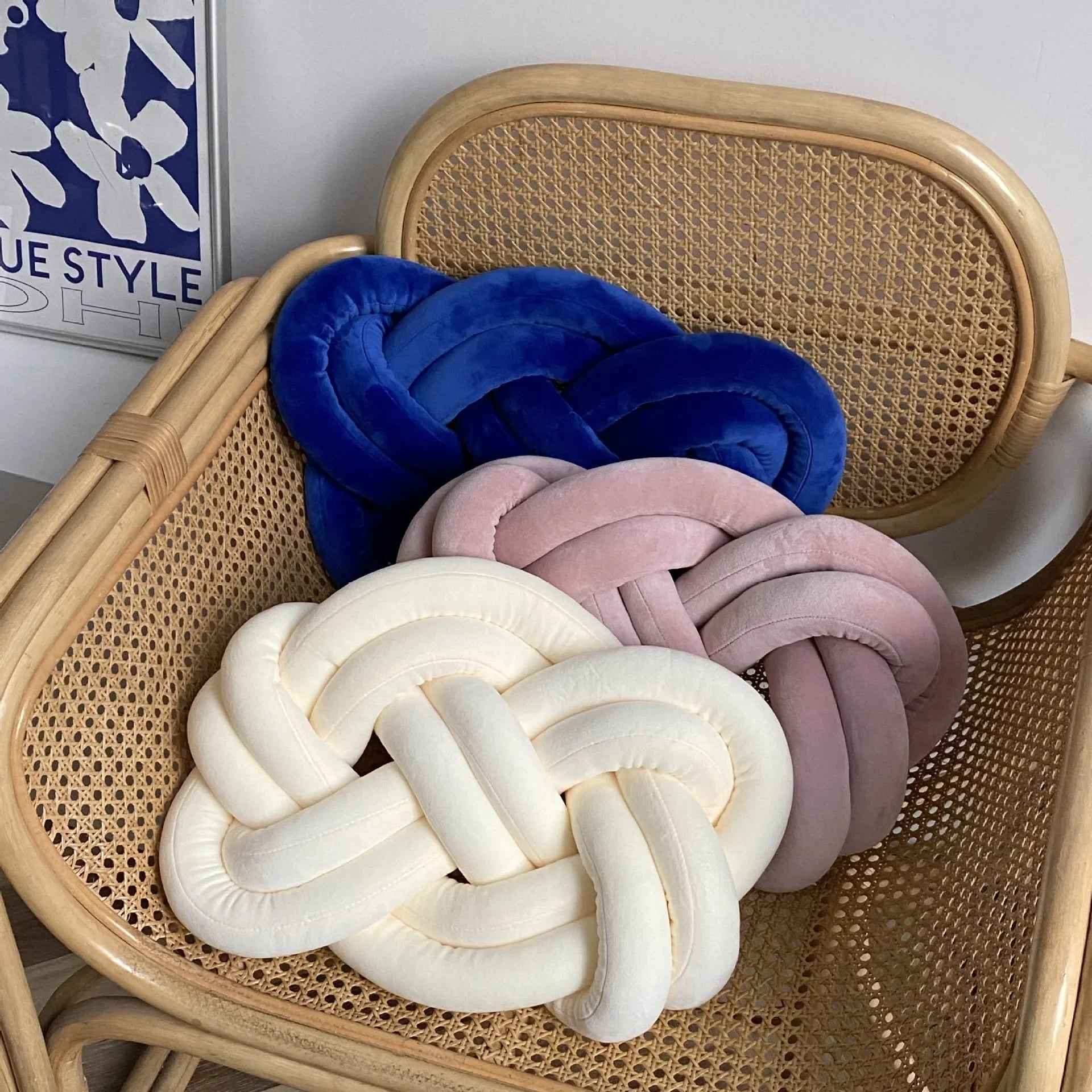 Handmade Knot Ball Pillow, Decorative Throw Cushion – Soft Plush Fabric Knotted Comfort Accent Pillow