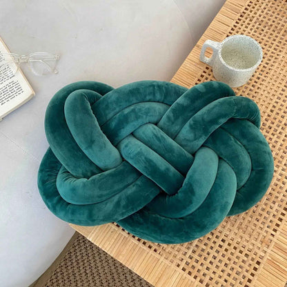 Handmade Knot Ball Pillow, Decorative Throw Cushion – Soft Plush Fabric Knotted Comfort Accent Pillow