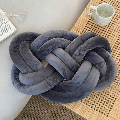 Handmade Knot Ball Pillow, Decorative Throw Cushion – Soft Plush Fabric Knotted Comfort Accent Pillow