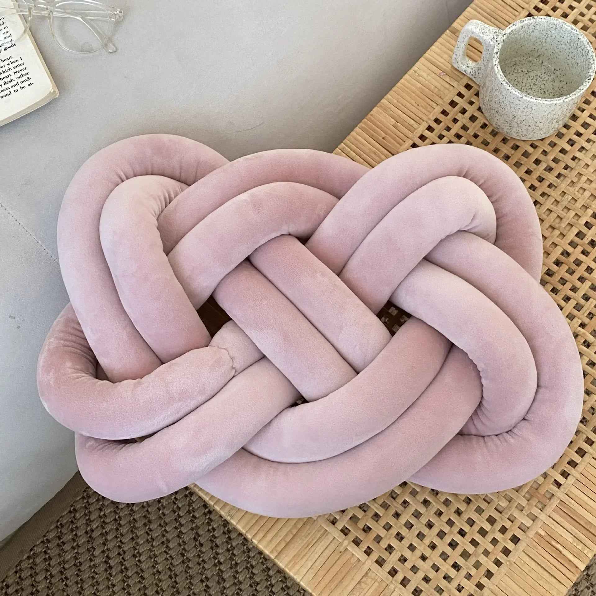 Handmade Knot Ball Pillow, Decorative Throw Cushion – Soft Plush Fabric Knotted Comfort Accent Pillow